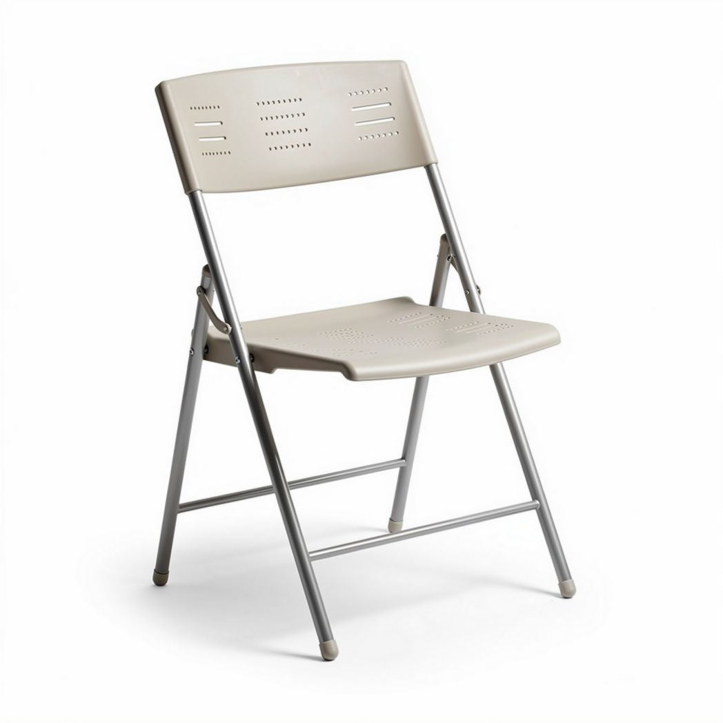 White folding chair made of durable plastic for indoor and outdoor use 40 x 40 x 80cm