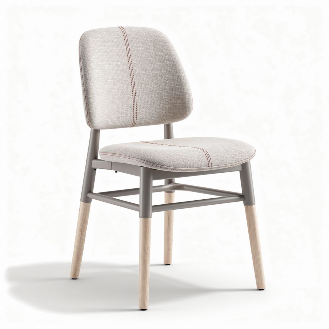Fabric dining chair with wood legs 45 x 45 x 85cm in light gray