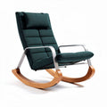 Rocking chair with wooden base and fabric upholstery in dark green color