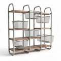Metal wire shelving unit with removable baskets and sturdy base 120 x 40 x 150cm