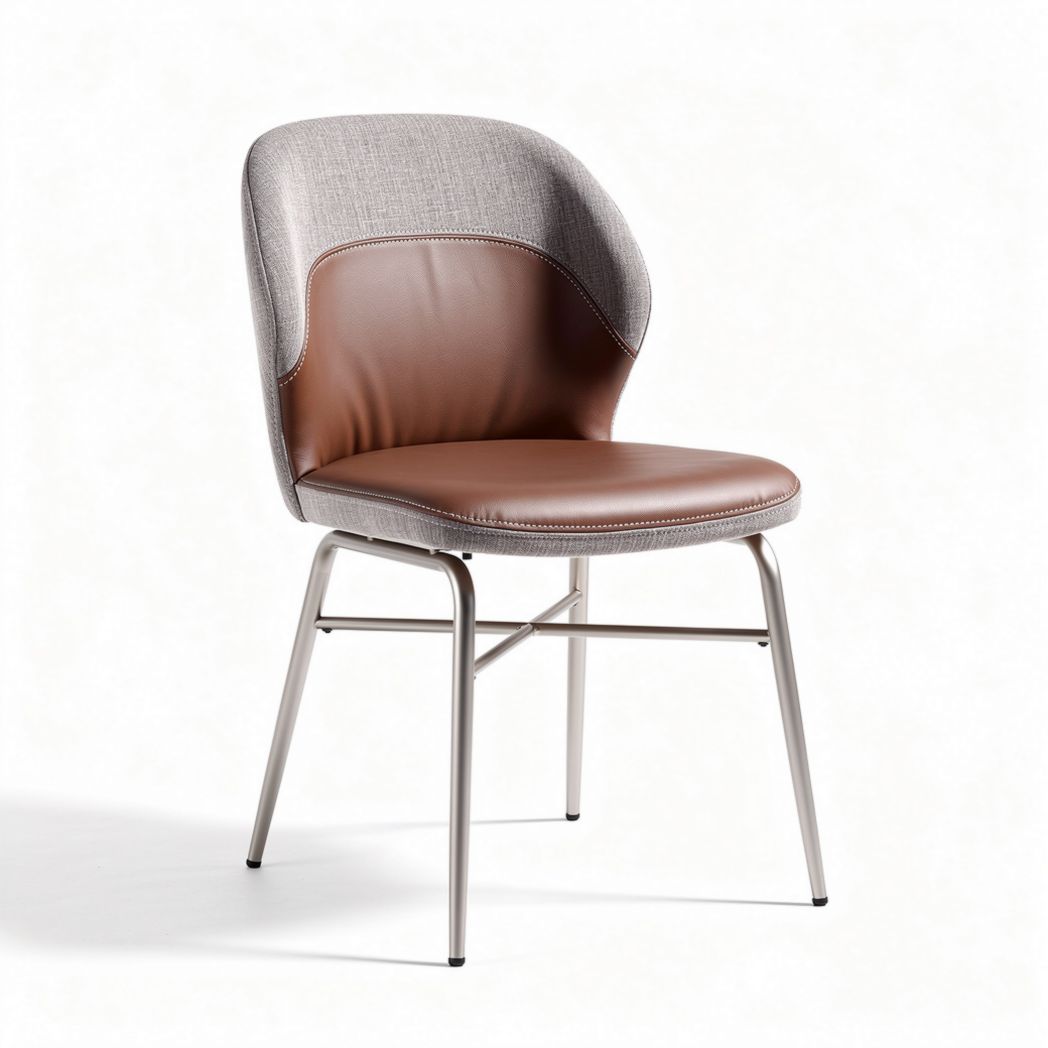Fabric and leather dining chair with metal legs 45 x 50 x 80cm