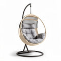 Hanging egg chair with soft cushion and metal frame in gray 90 x 90 x 120cm