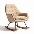 Rocking chair in beige fabric with metal and wood base measuring 70 x 80 x 90cm