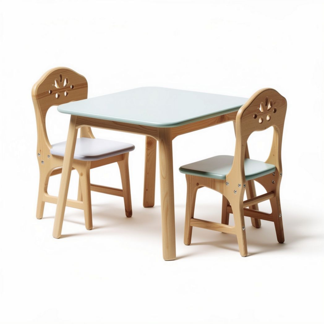 Wooden kids table and chair set for playroom and study 60 x 60 x 50cm