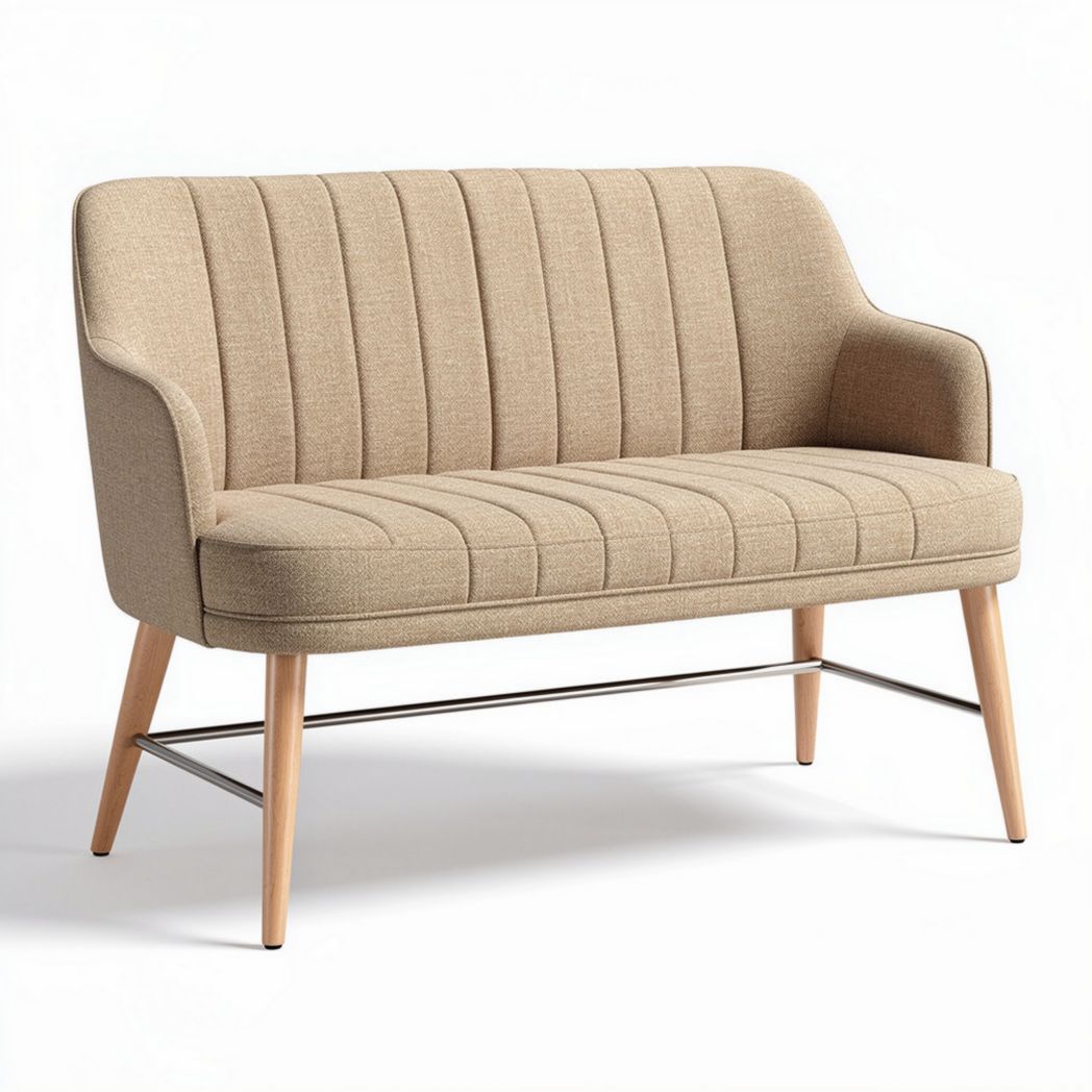 Upholstered fabric loveseat with modern design in beige 145 x 75 x 80cm